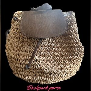 RATTAN BACKPACK PURSE.